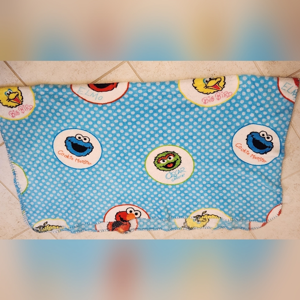 Vtg Sesame Street Baby Blanket Fleece Throw 47"X38" #JJ970